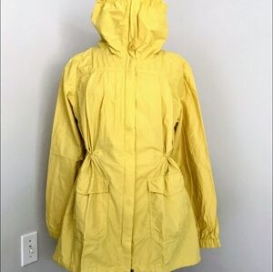 Eileen Fisher Organic Cotton Yellow Hooded  Anorka Jacket Coat Size XS